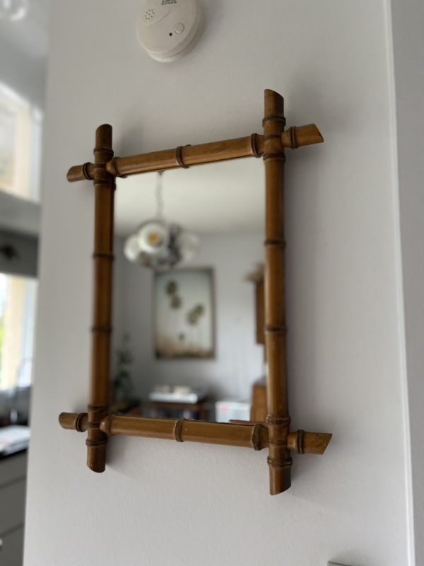 Miroir en bois tourné façon bambou  -  La décoration