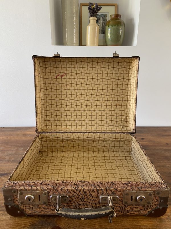 ANCIENNE VALISE DE Voyage Vintage Train Bagage A Main Sac Déco Loft