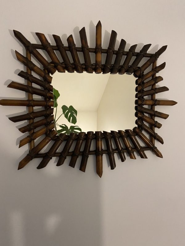 Miroir en bambou vintage  -  La décoration