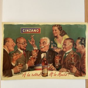Ancienne affiche publicitaire CINZANO  -  La décoration