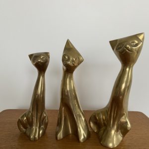 Figurines Chats en laiton Vintage  -  La décoration