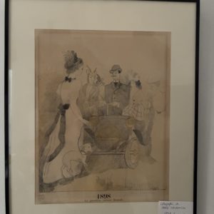 Lithographie “La 1ère voiture Renault” (1936) de Marie Laurencin  -  Automobilia